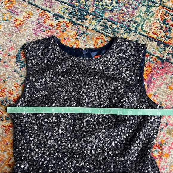 Monique‎ Lhuillier Embellished Fit and Flare Sparkle Navy Blue Tulle Cocktail 8 - Picture 12 of 15